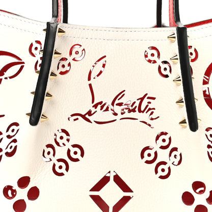 Christian Louboutin Calfskin Loubinthesky Mini Perforated Cabarock Spikes Tote White 7 of 10