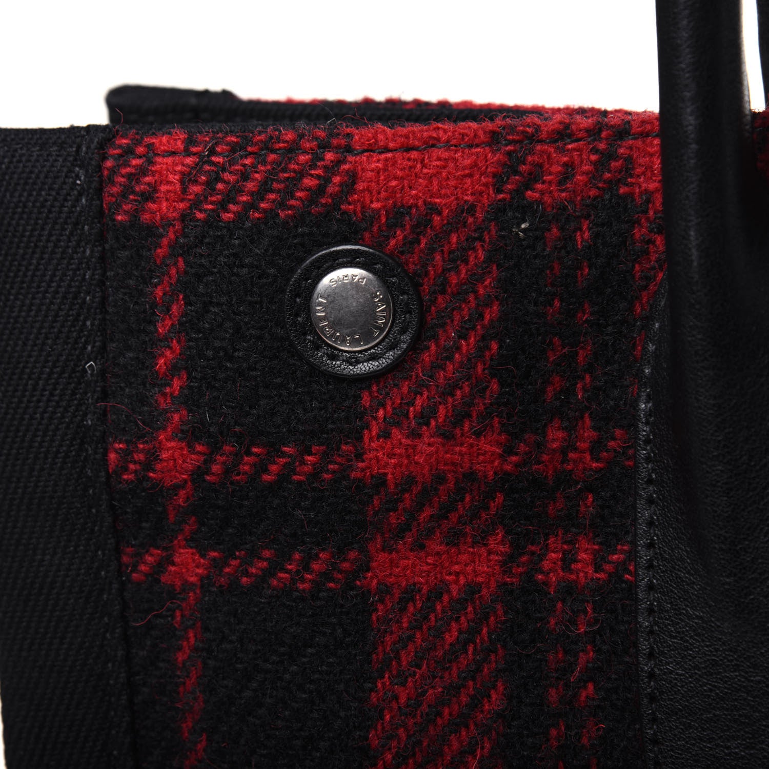 Saint Laurent Wool Tartan Rive Gauche Noe Tote Red Black 16 of 16