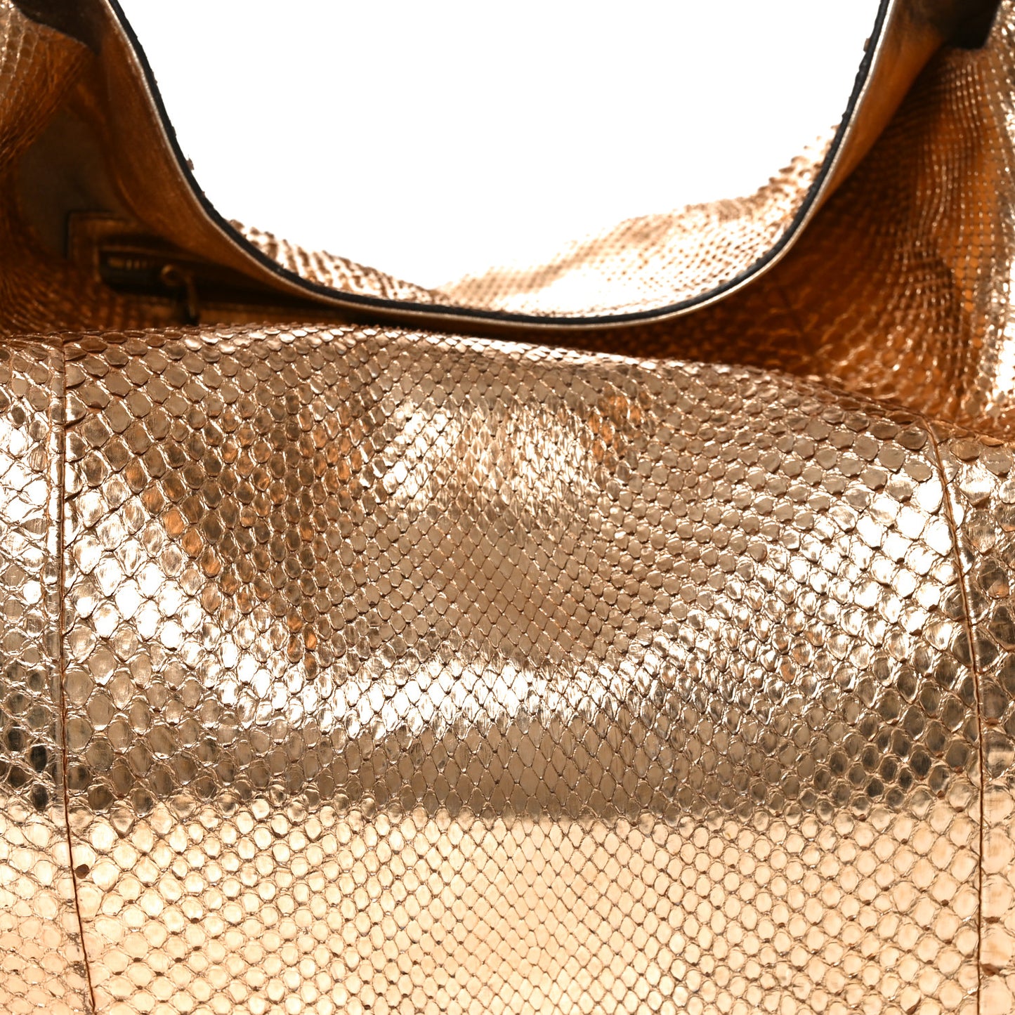 Metallic Snakeskin Peggy Bamboo Top Handle Hobo Rose Gold