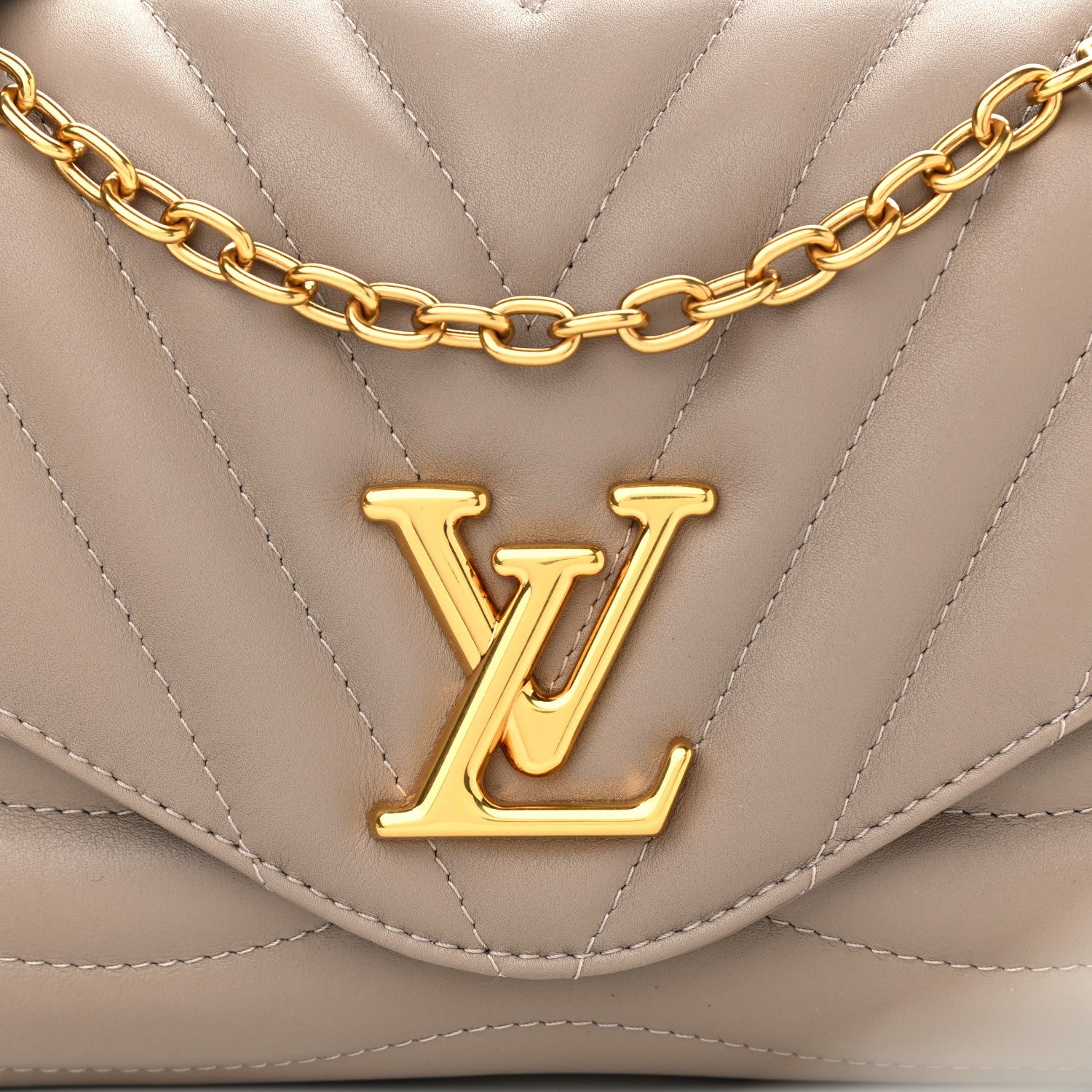 Louis Vuitton Calfskin LV New Wave Chain Bag Taupe 8 of 9