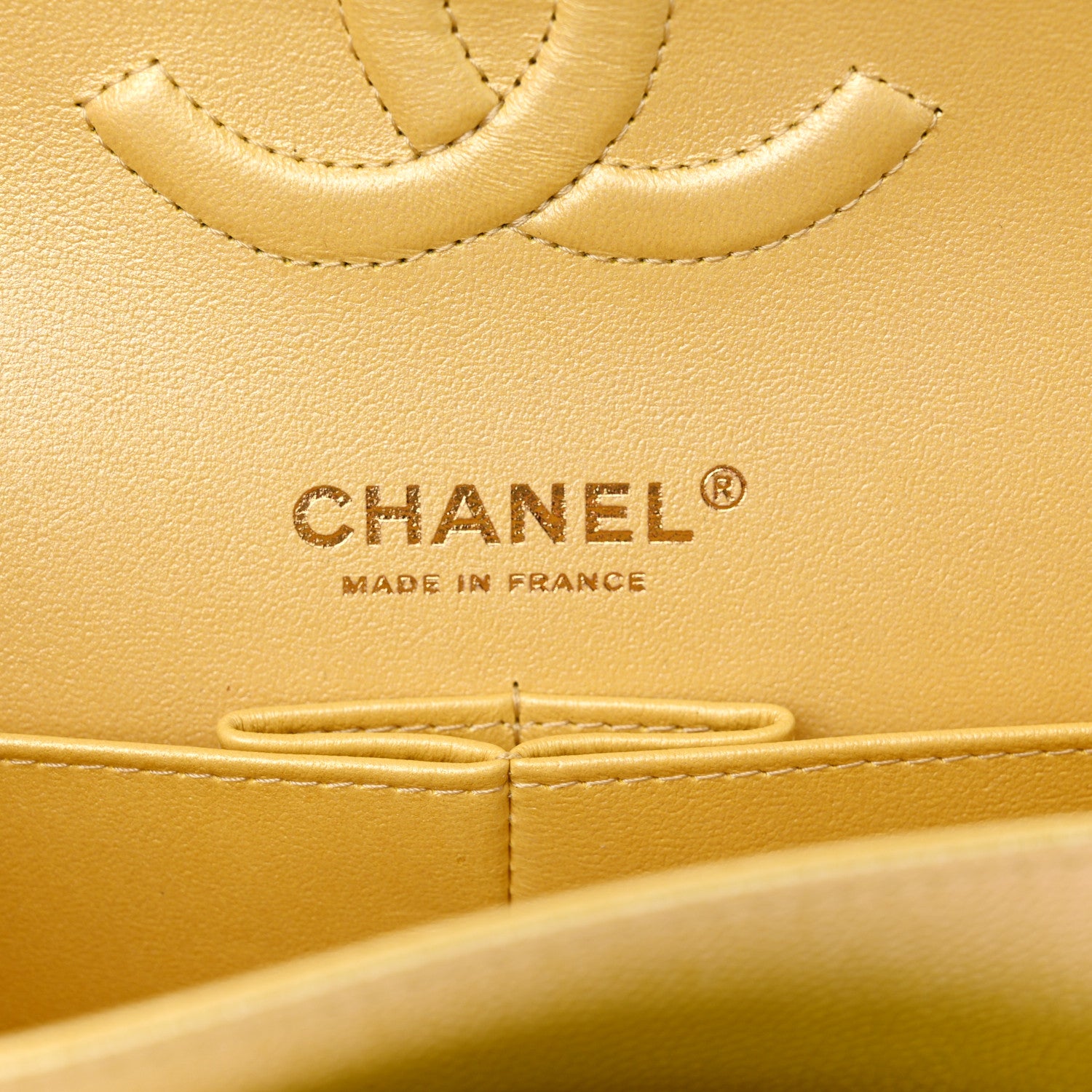 Chanel Iridescent Caviar Quilted Medium Double Flap Yellow 6 of 11