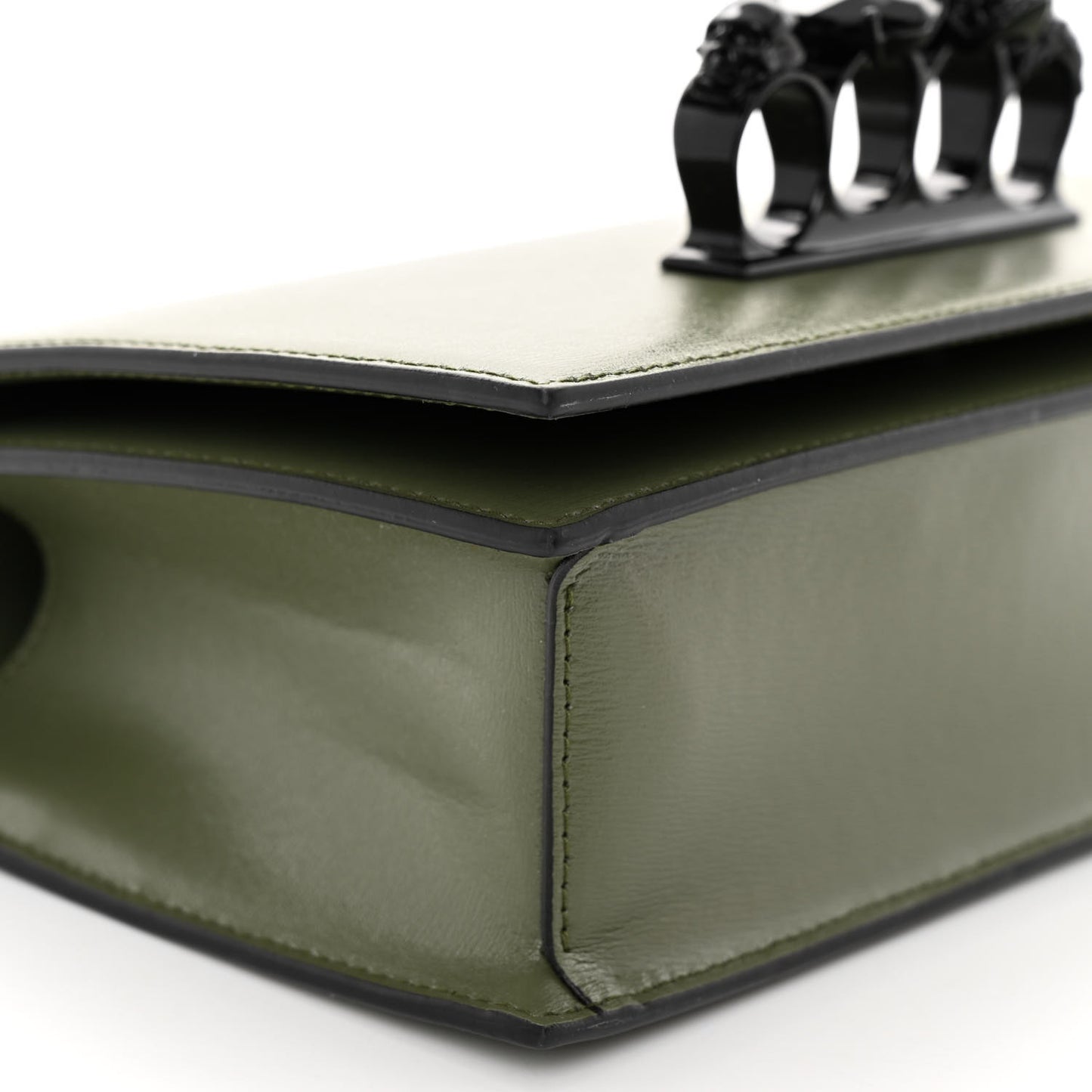 Calfskin Knuckle Skull Crossbody Khaki Green Black
