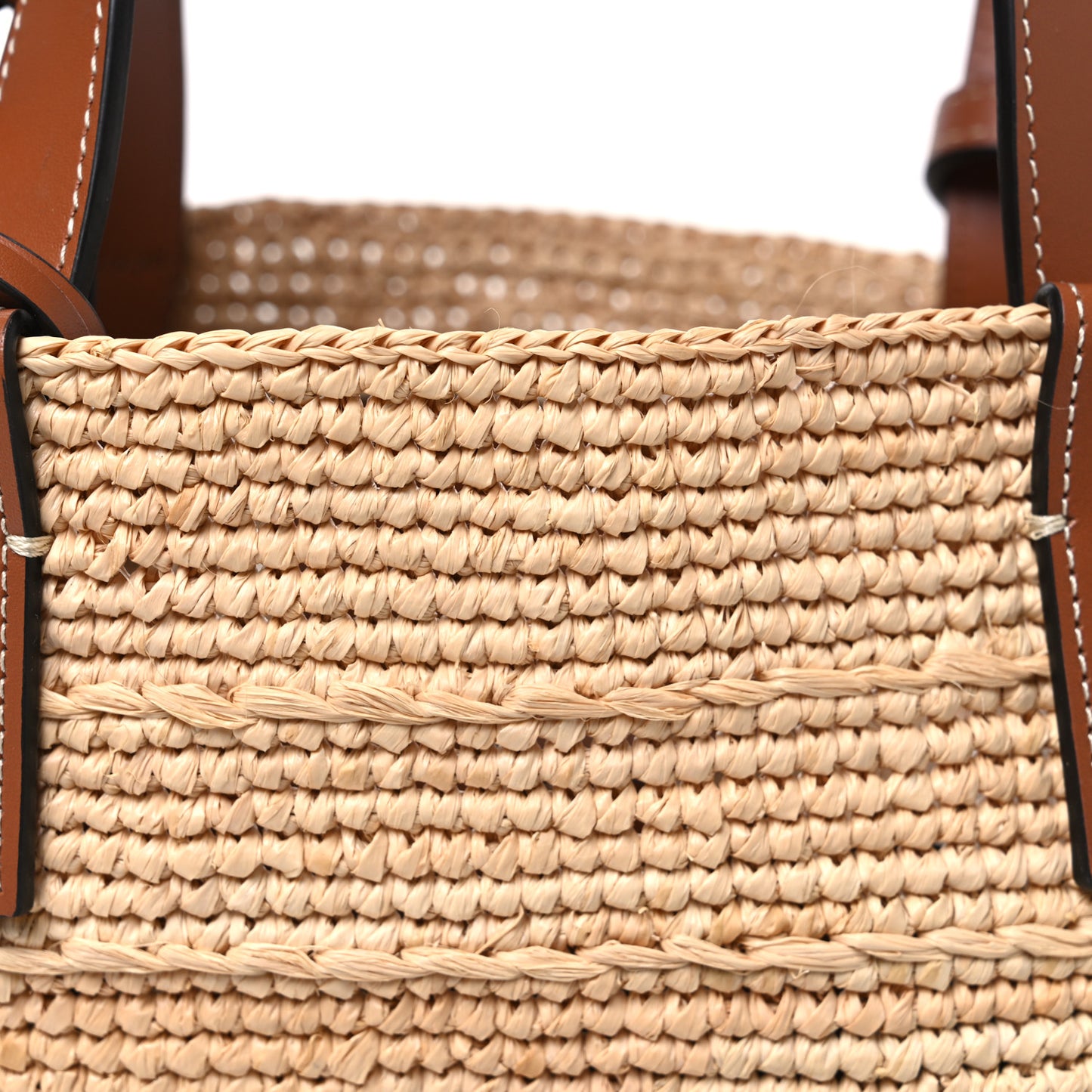 Raffia Calfskin Triomphe Teen Panier Tan
