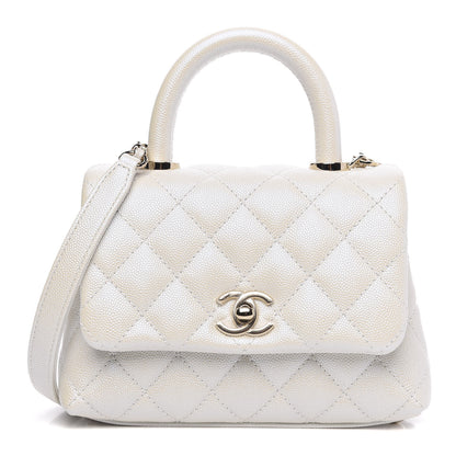 Chanel Iridescent Caviar Quilted Extra Mini Coco Handle Flap White 1 of 11