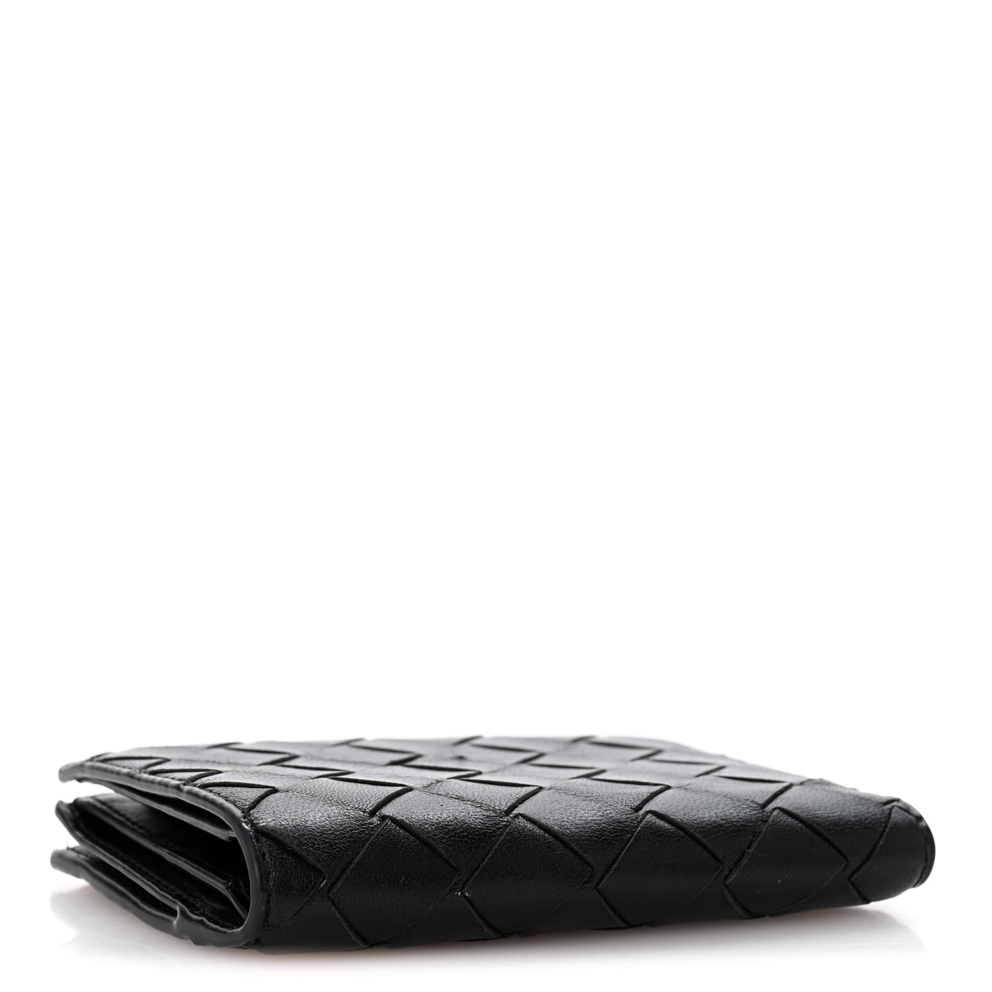 Nappa Intrecciato Medium Bi-Fold Zip Wallet Black