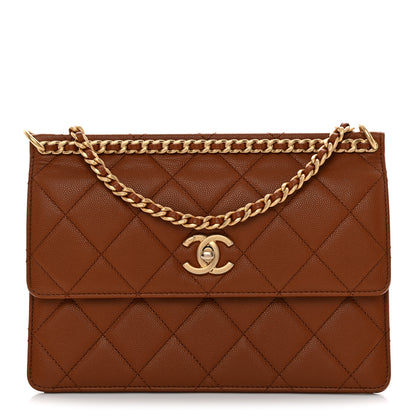 Chanel Caviar Quilted Chain Frame Flap Light Brown 1 of 10
