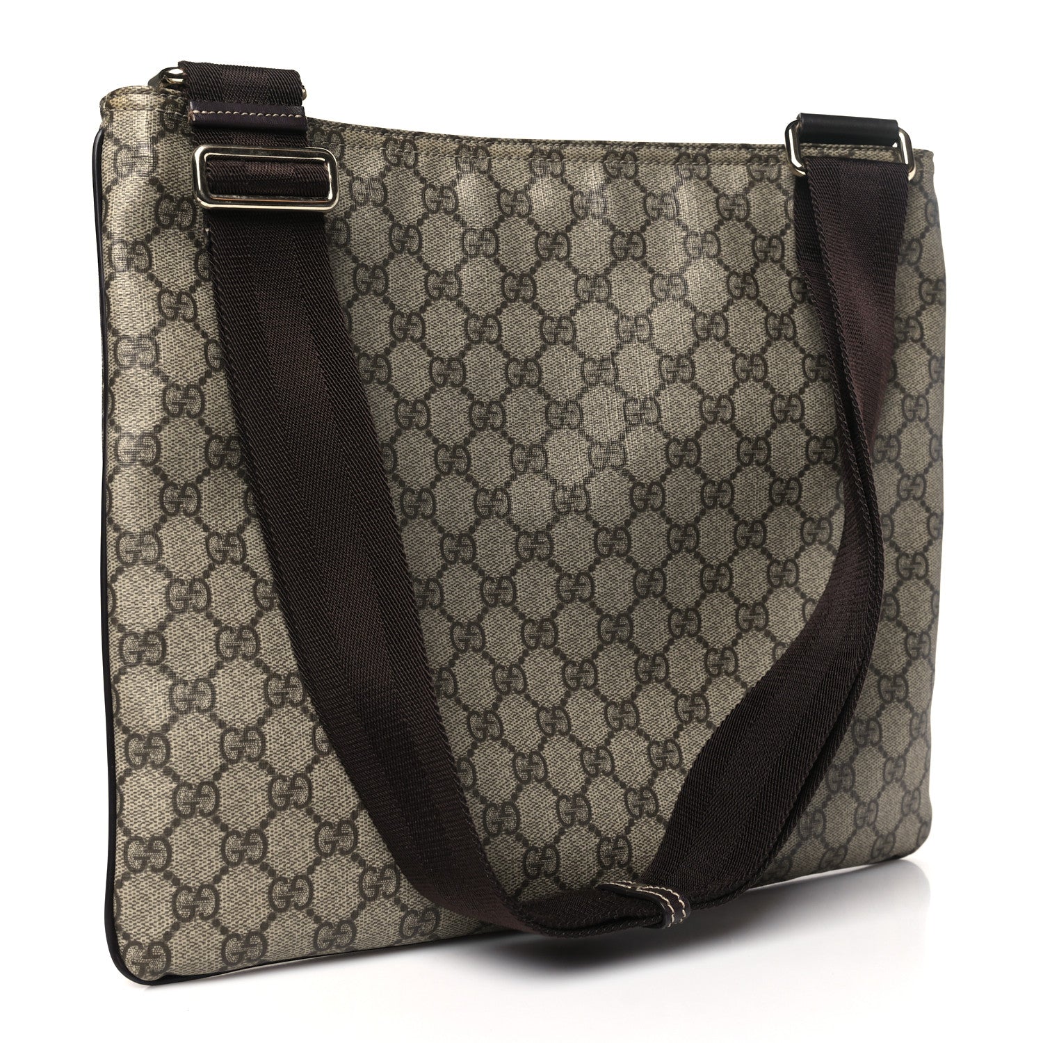 Gucci GG Supreme Monogram Medium Flat Messenger Bag Dark Brown 3 of 10