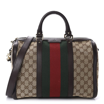 Gucci Monogram Vintage Web Medium Boston Dark Brown 1 of 16