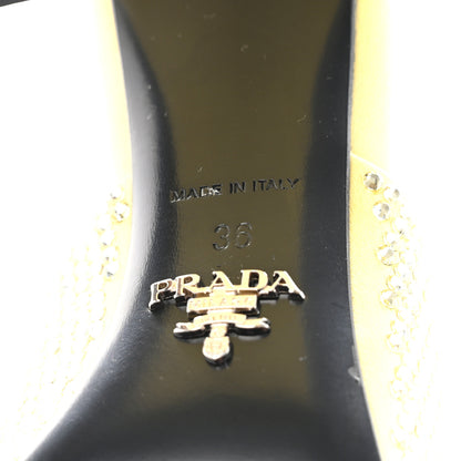 Prada Satin Crystal Logo 90mm Slide Sandals 36 Ananas 6 of 8