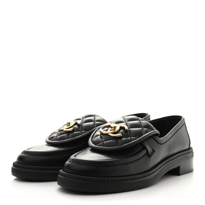 Chanel Lambskin Quilted CC Turnlock Loafers 35 Black 3 of 10