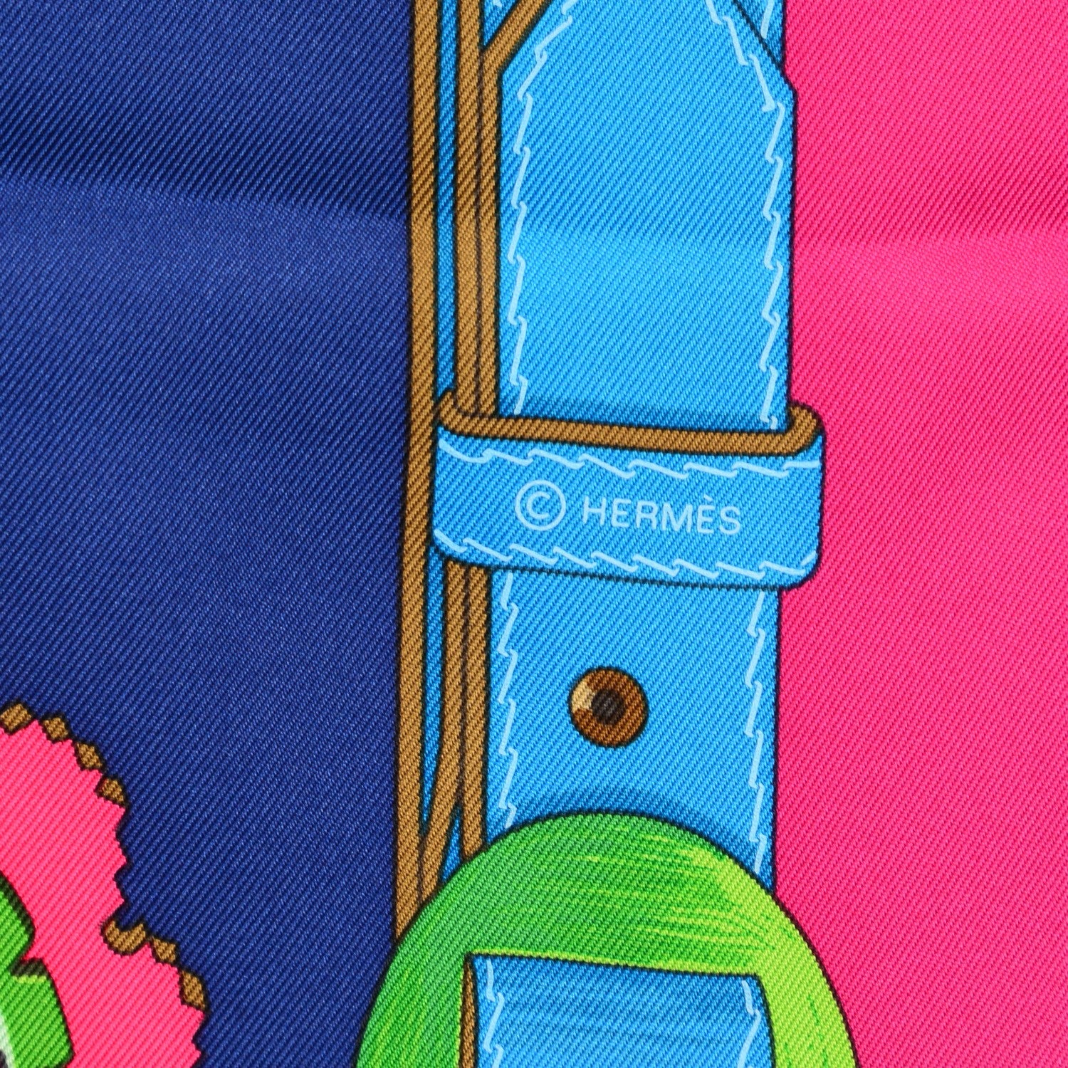 Hermes Silk Cuivreries Scarf 90 Marine Fuschia Vert 4 of 6