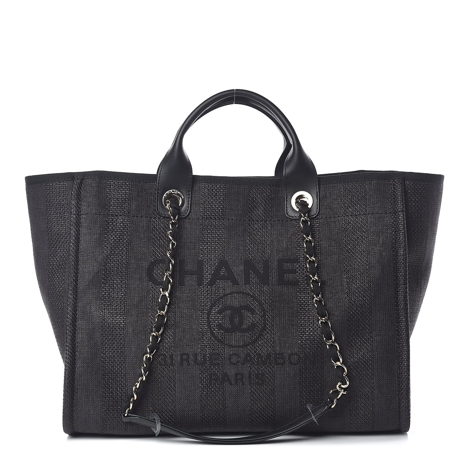 Chanel Woven Straw Raffia Striped Large Deauville Tote Black 1 of 11