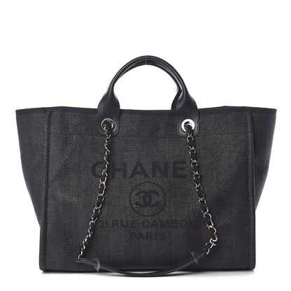 Chanel Woven Straw Raffia Striped Large Deauville Tote Black 1 of 11