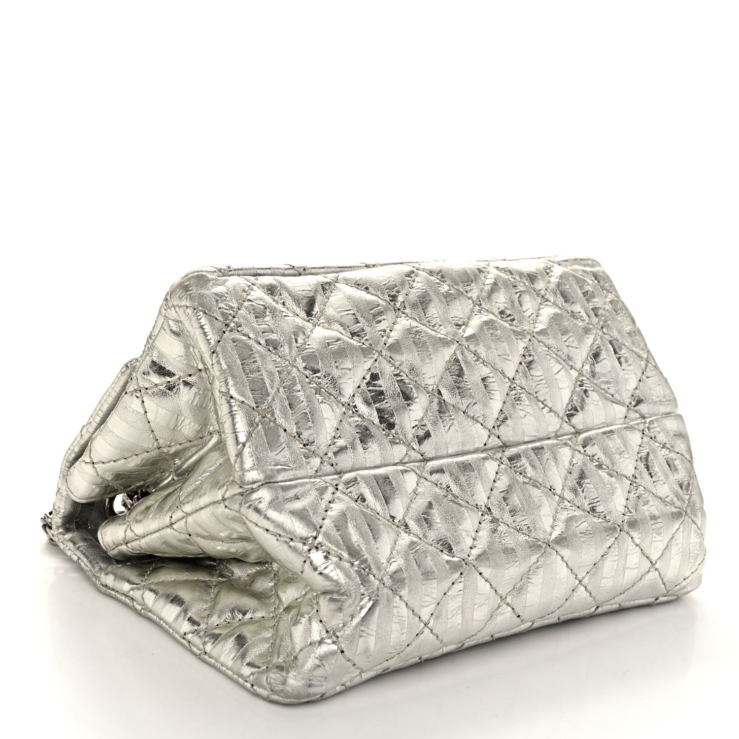 Chanel Metallic Aged Calfskin Striped Accordion Reissue 2.55 Mini Flap Silver 4 of 13