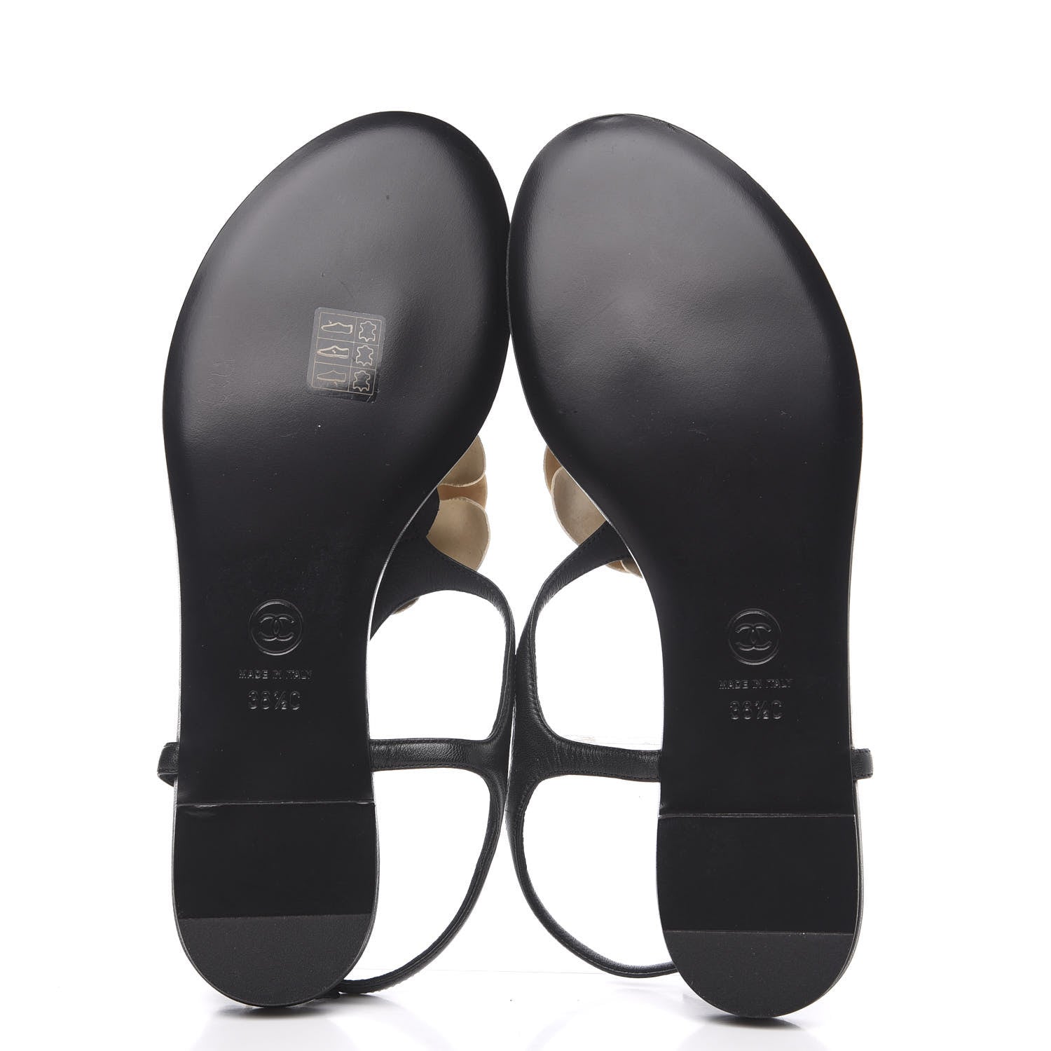 Chanel Lambskin Camellia Thong Sandals 38.5 Black White 5 of 7