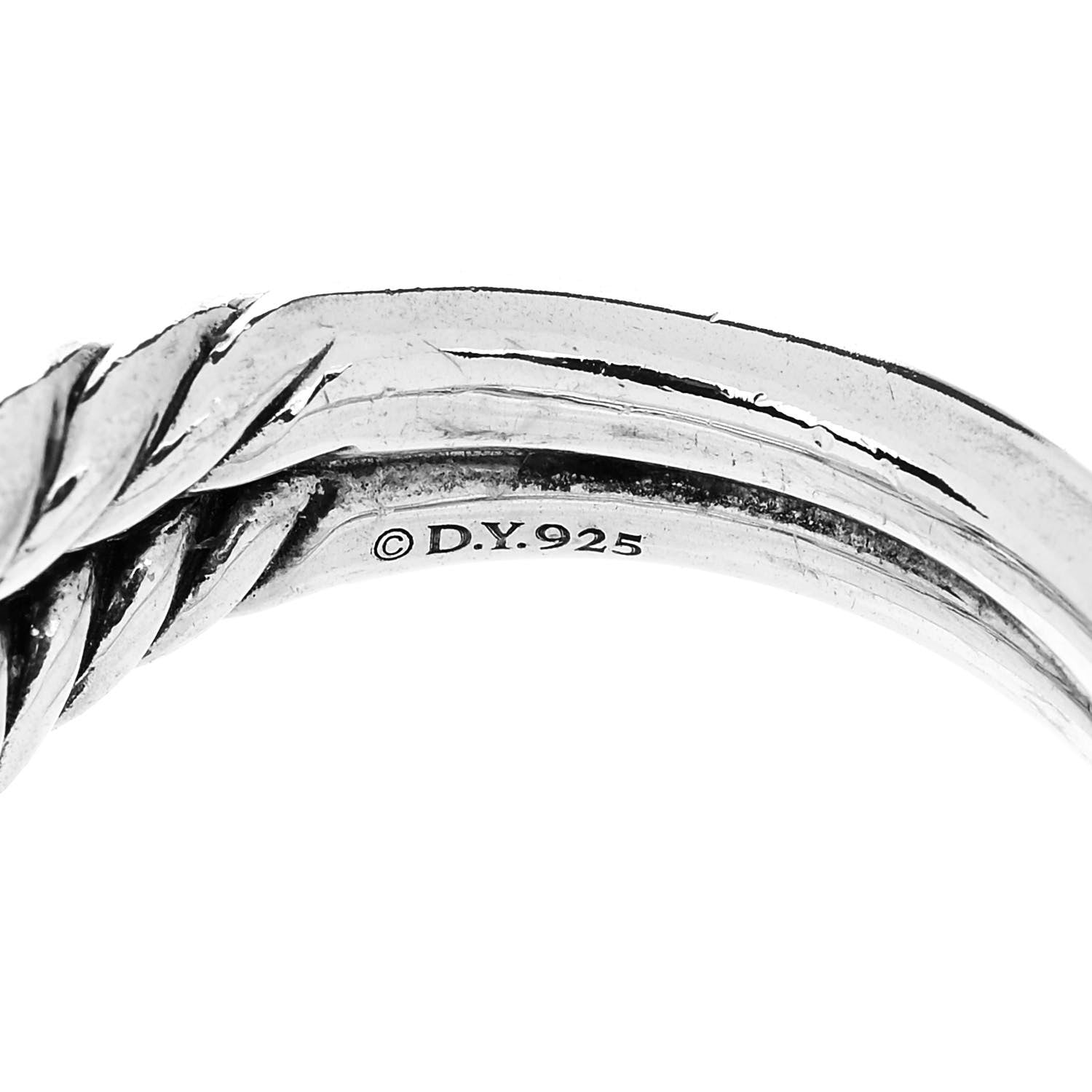 David Yurman Sterling Silver Diamond Pave Single Loop Labyrinth Ring 57 8 4 of 4