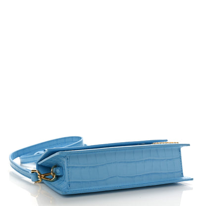 Jacquemus Calfskin Crocodile Embossed Le Chiquito Long Pale Blue 4 of 8