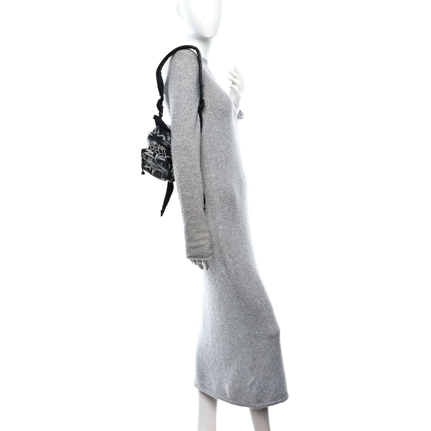Agneau Arena Graffiti All Over Mini Explorer Crossbody Backpack  Black White