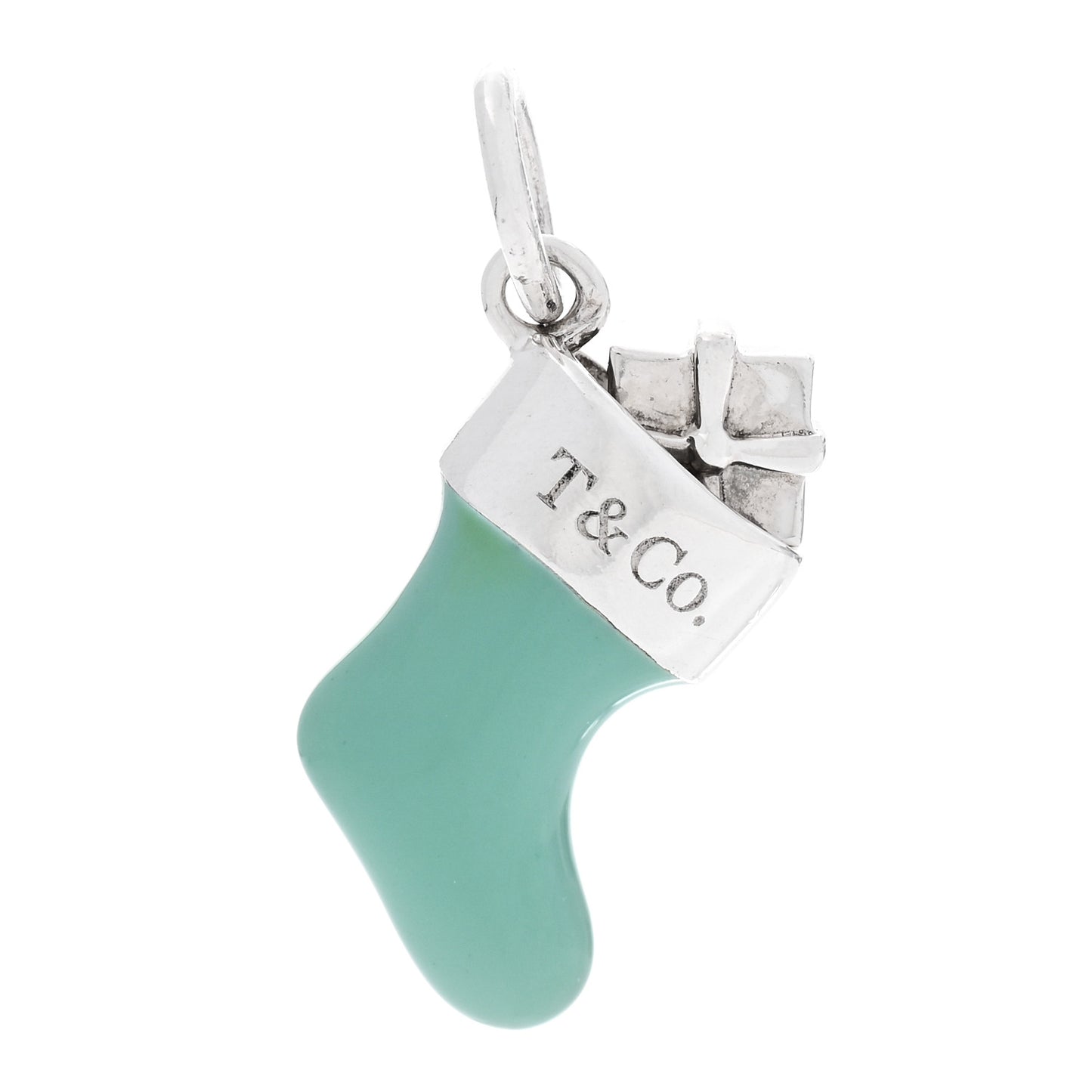 Sterling Silver Enamel Stocking Charm Blue