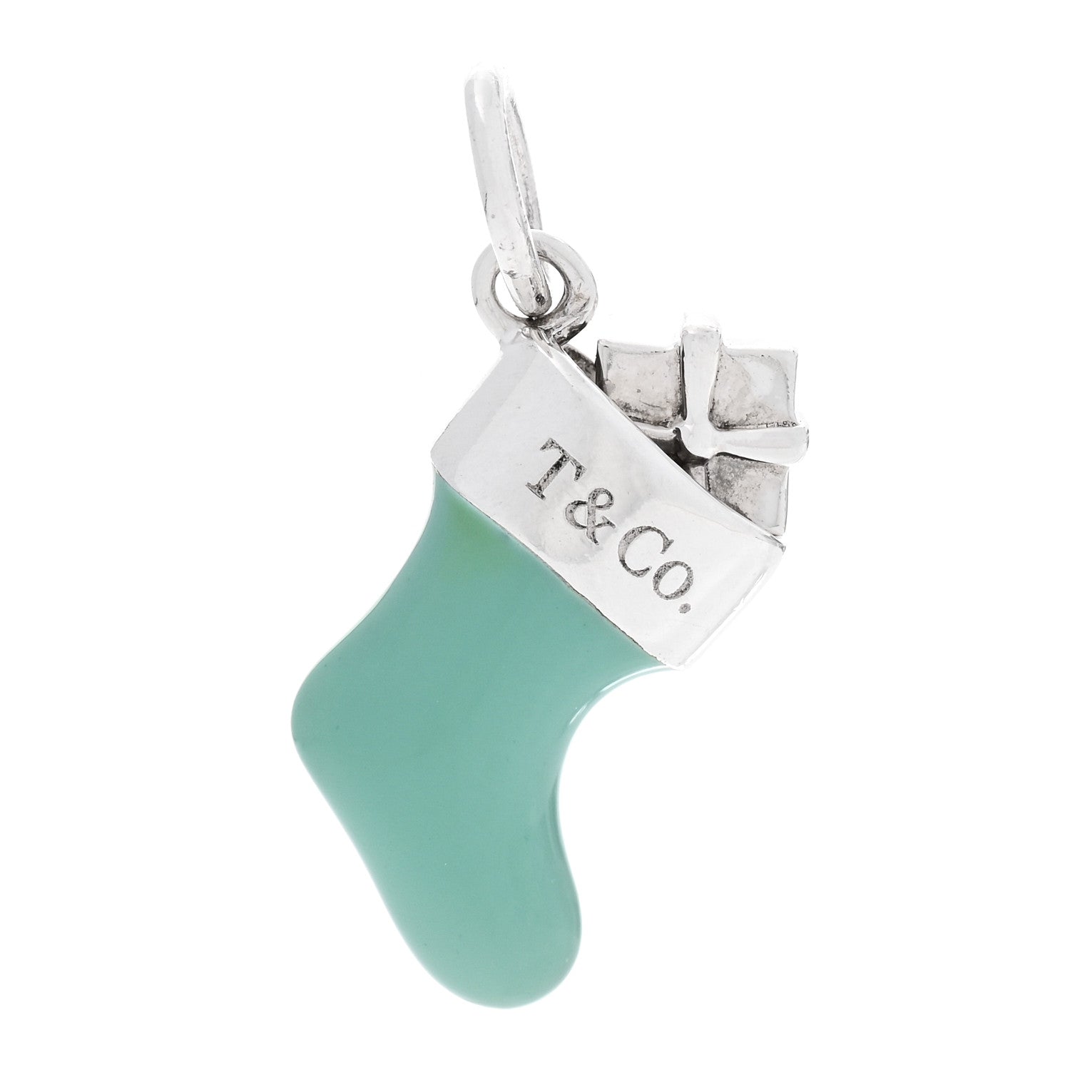 Tiffany Sterling Silver Enamel Stocking Charm Blue 1 of 4