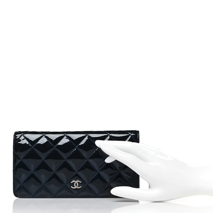Chanel Patent Calfskin Quilted Yen Wallet Blue 2 of 13