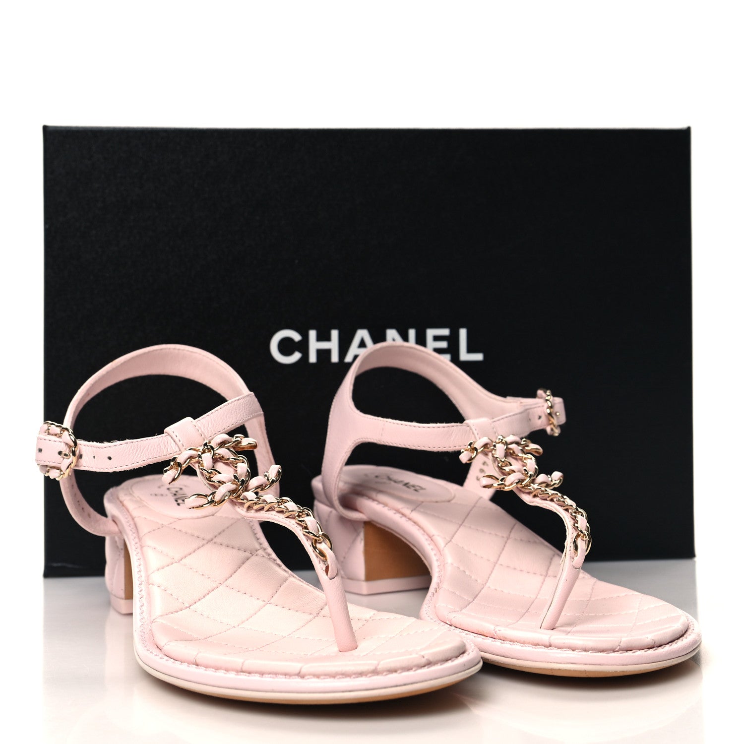 Chanel Lambskin Chain CC Logo Thong Sandals 39 Light Pink 11 of 11