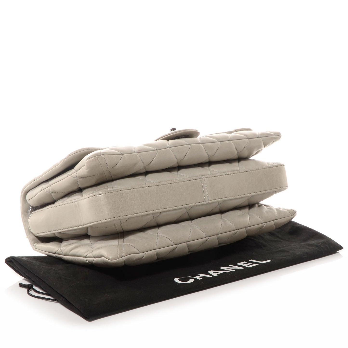 Lambskin Quilted 3 Large Flap Grey