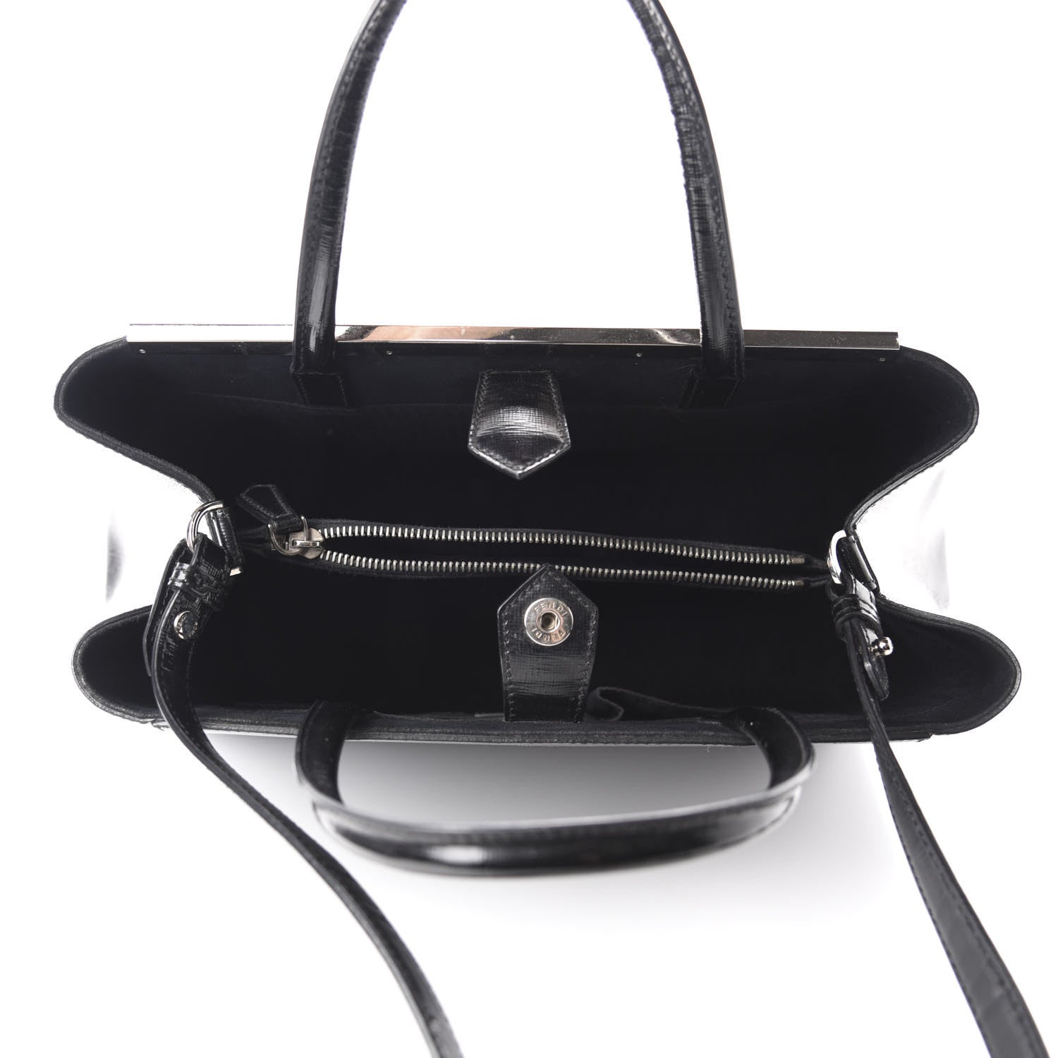 Fendi Patent Vitello Elite Regular 2Jours Tote Black 5 of 12