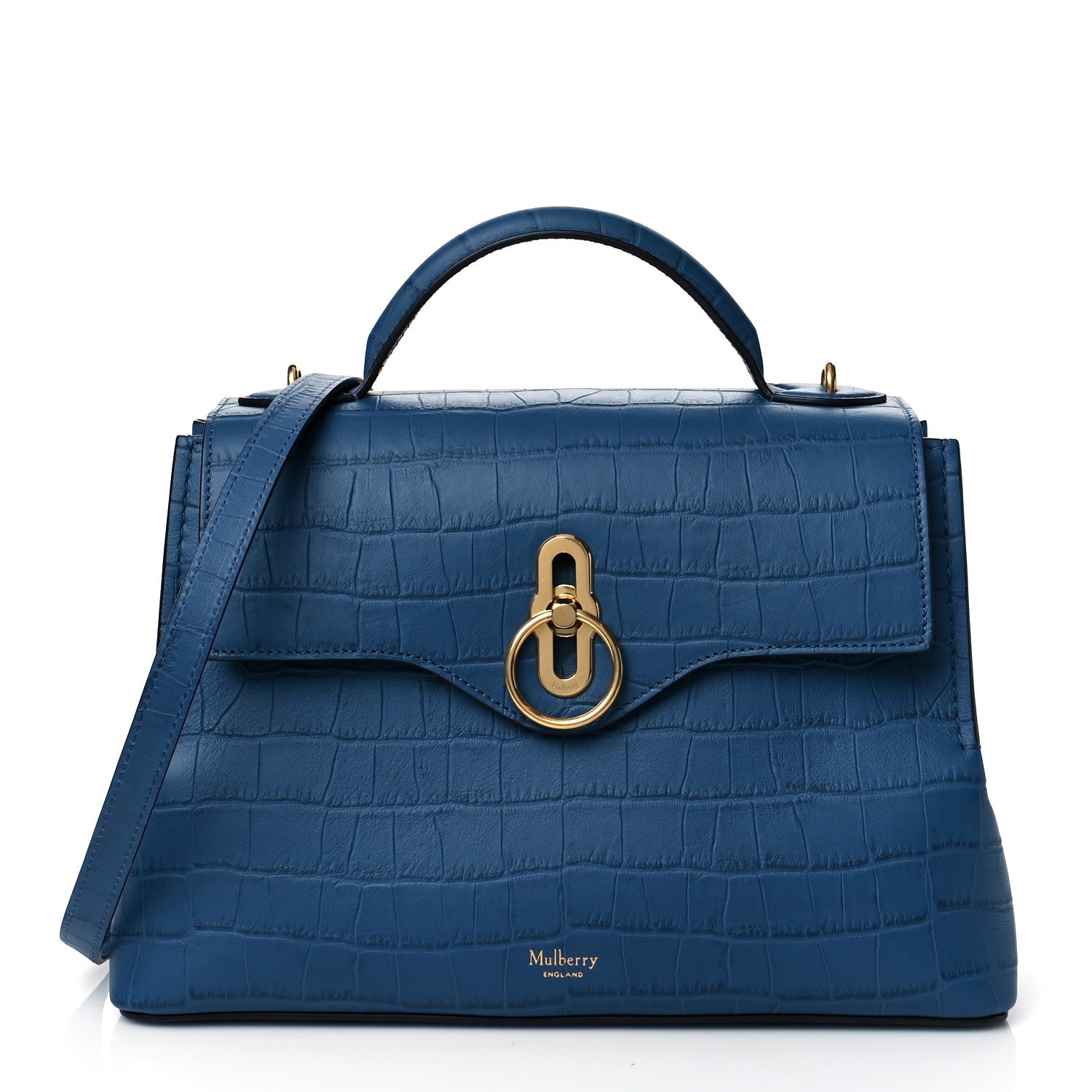 Mulberry Shiny Croc Calfskin Embossed Micro Seaton Blue 1 of 8