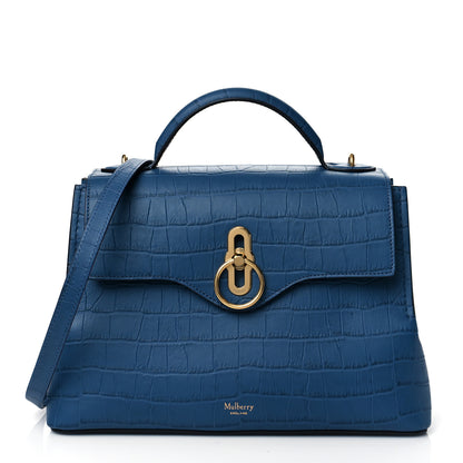 Mulberry Shiny Croc Calfskin Embossed Micro Seaton Blue 1 of 8