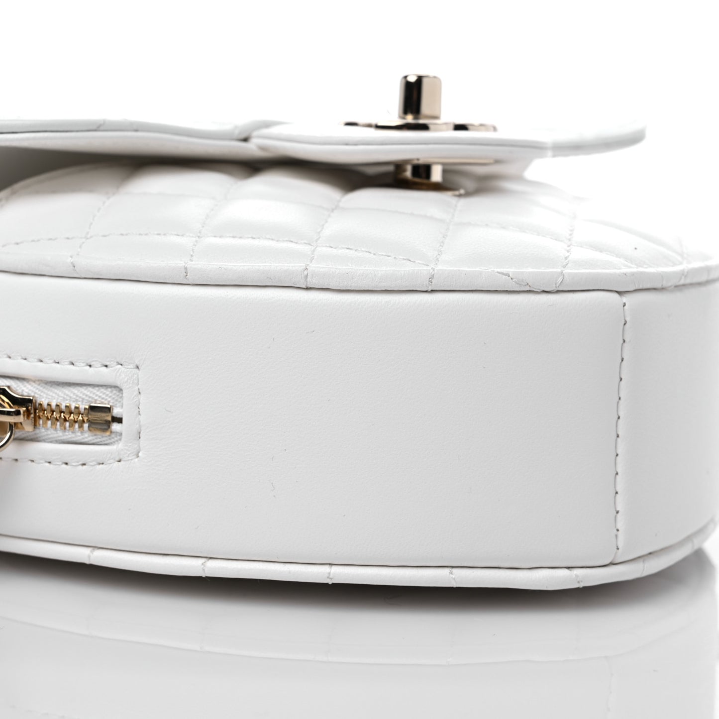 Lambskin Quilted CC In Love Heart Bag White