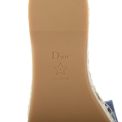 Christian Dior Denim Embroidered Granville Espadrille Flat Slide Sandals 37 6 of 8