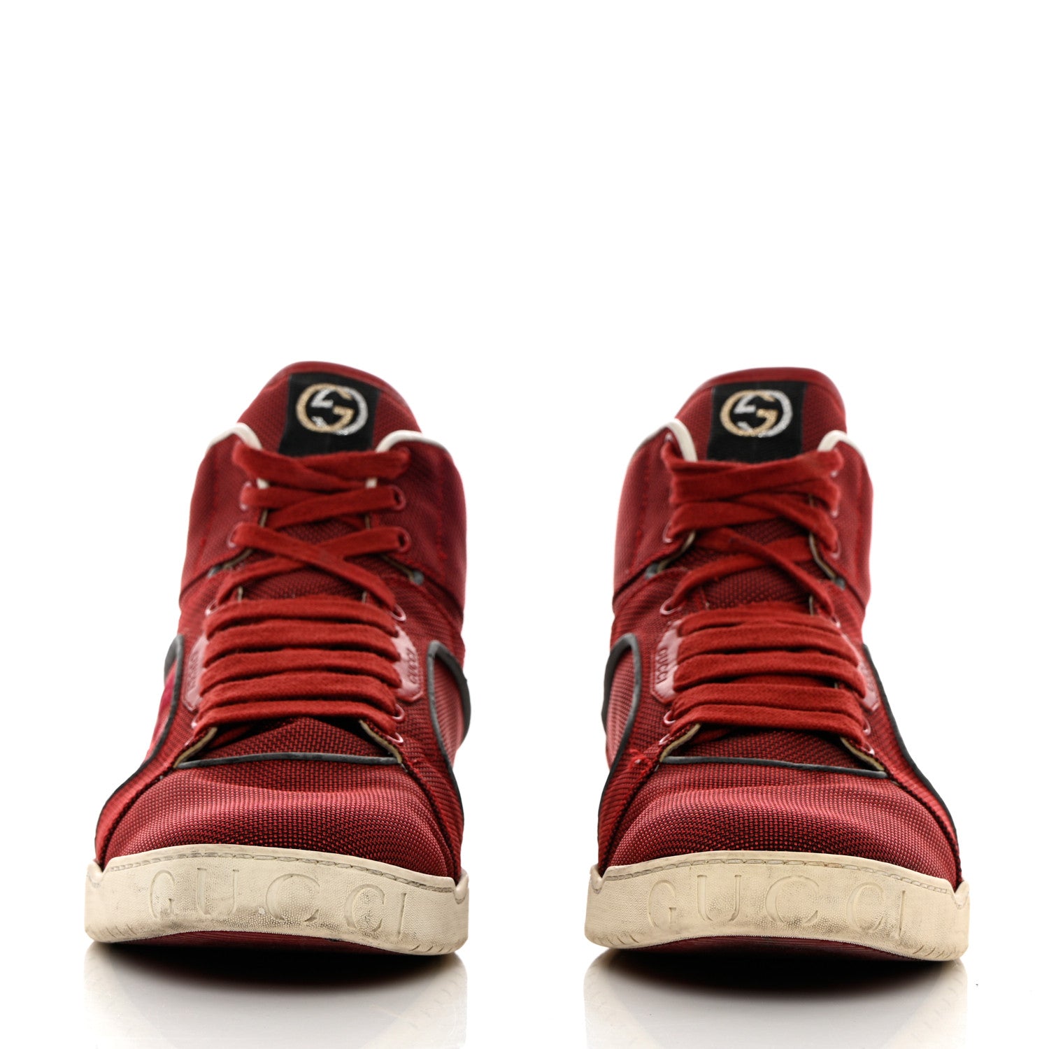 Gucci Baling Fabric Nappa Moorea Interlocking G Mens High Top Sneakers 9.5 Rosso Griggio 2 of 15