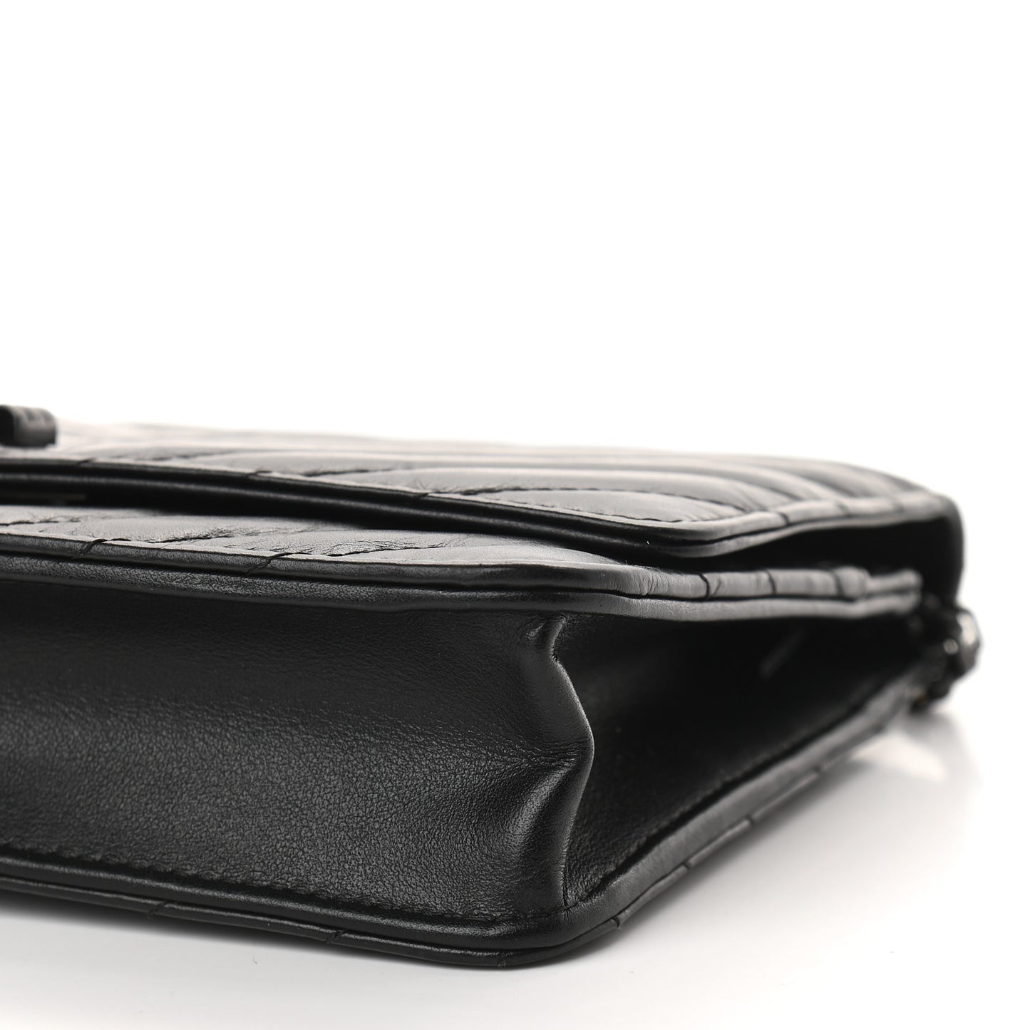 Aged Calfskin Chevron Quilted Reissue Wallet On Chain WOC So Black