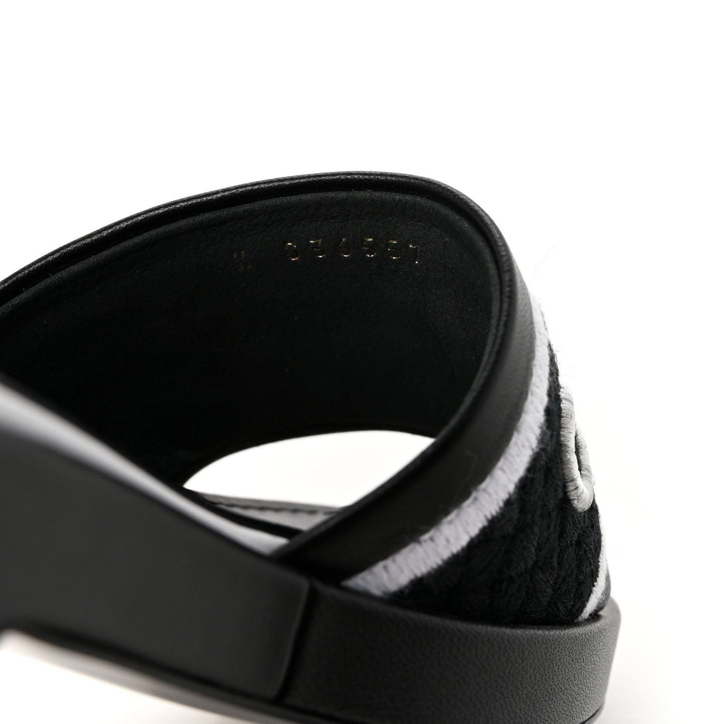 Lambskin Embroidered CC Mule Sandal 35 Black White