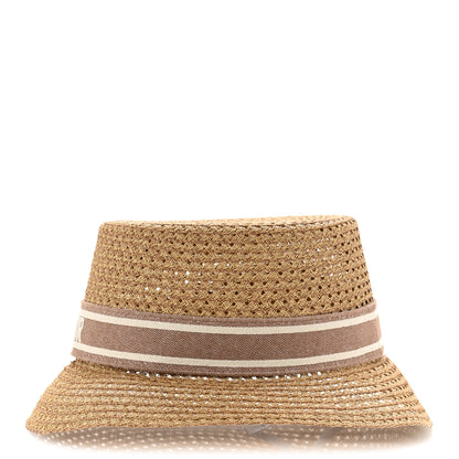 Christian Dior Straw Embroidered D-Bobby Large Brim Hat 58 Rose 4 of 8