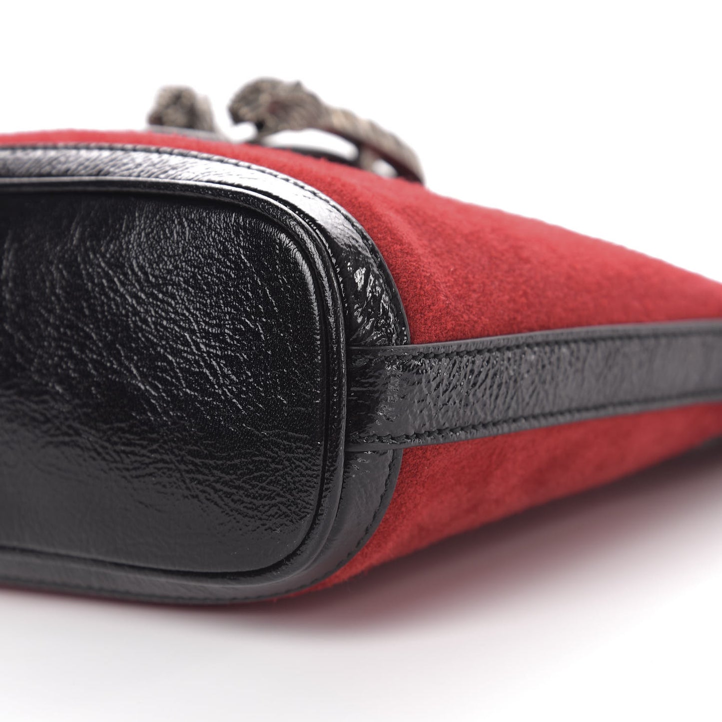 Suede Patent Medium Dionysus Bucket Bag Red