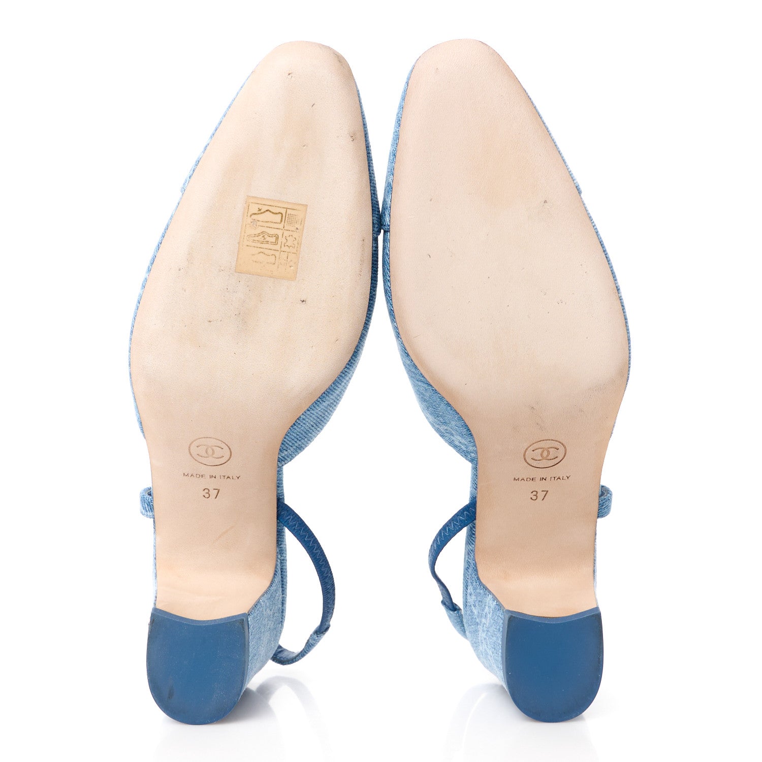 Chanel Denim Cap Toe Denim Slingback Pumps 37 Blue 5 of 8