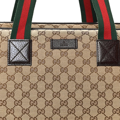 Gucci GG Monogram Web Large Collapsible Carry On Duffle Beige Brown 7 of 9