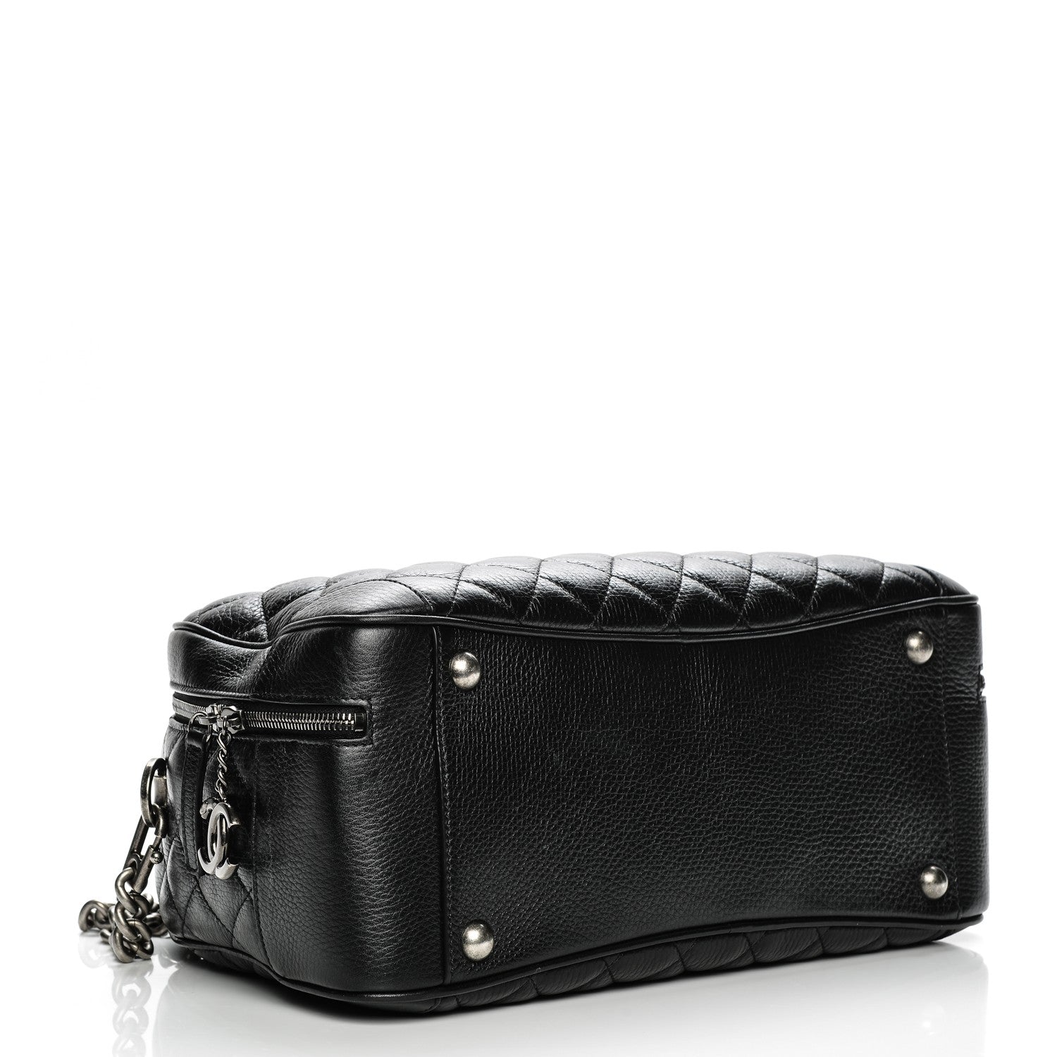 Chanel Calfskin Quilted Medium Airlines Round Trip Bowling Bag Black 4 of 5