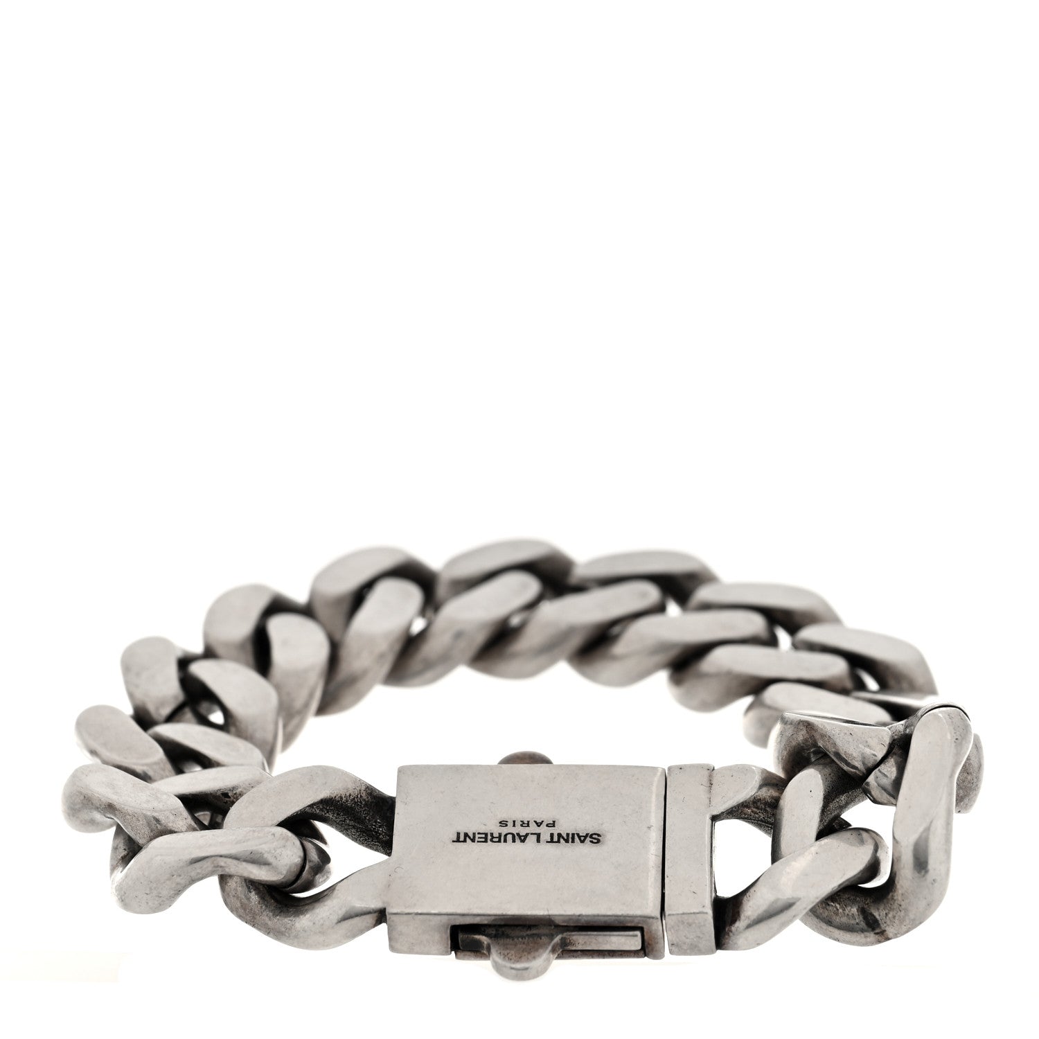 Saint Laurent Metal Curb Chain Bracelet Oxidized Silver 3 of 5