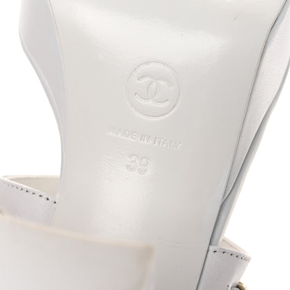 Chanel Lambskin Chain Platform Sandals 39 White 8 of 12