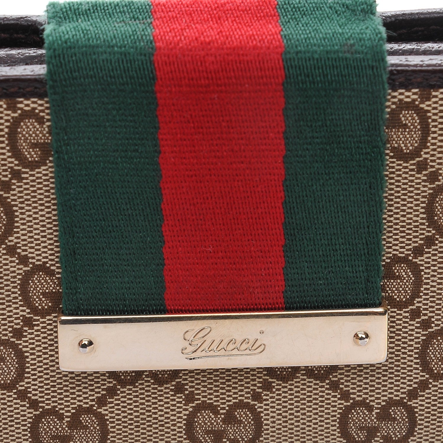 Gucci Monogram Calfskin Ladies Web Long Wallet Beige Ebony Cocoa 8 of 9