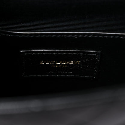 Saint Laurent Grain De Poudre Textured Mixed Matelasse Triquilt Small Monogram Satchel Black 7 of 10