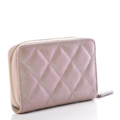 Chanel Iridescent Caviar Quilted Zip Around Coin Purse Beige 3 of 8