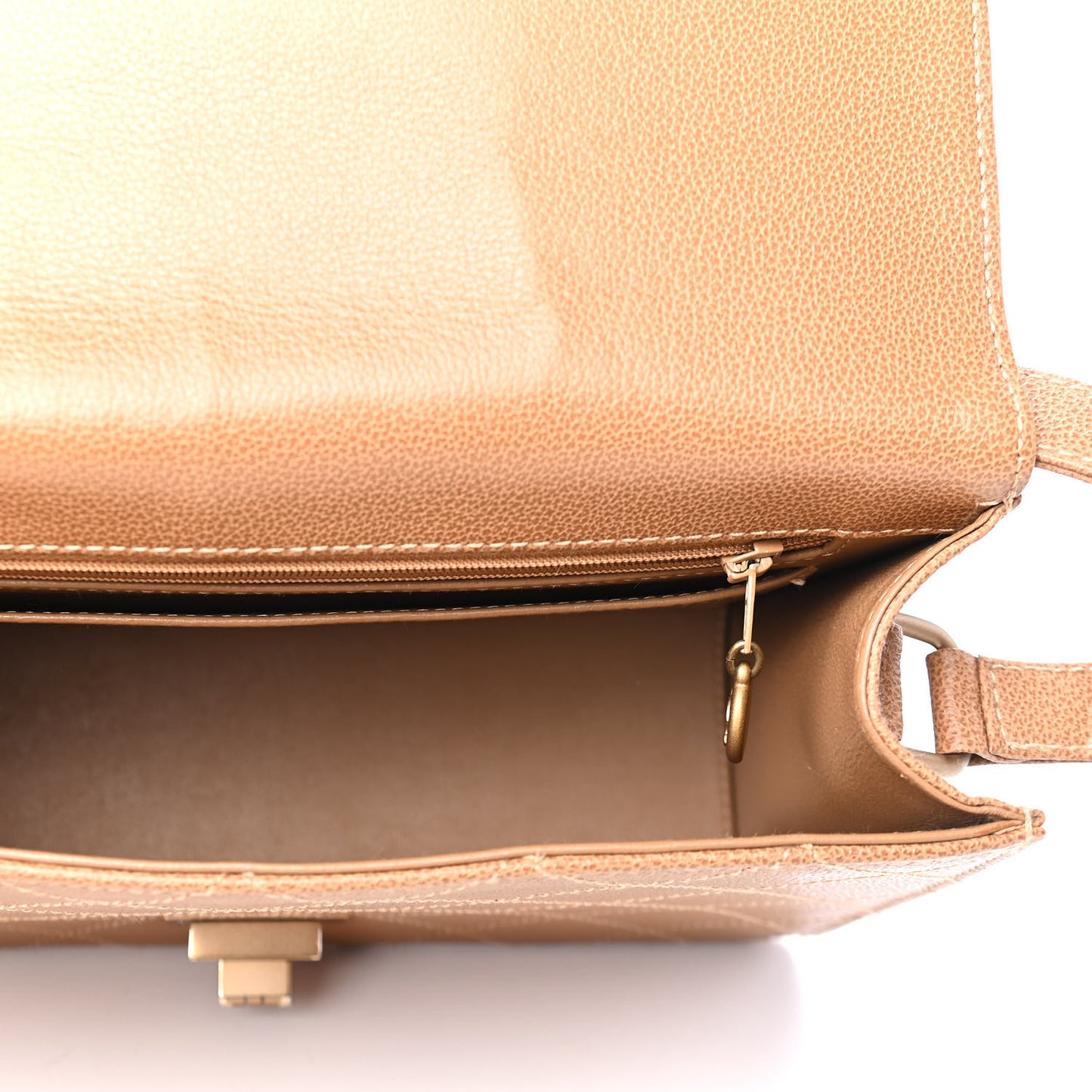 Calfskin Stitched Mademoiselle Flap Brown