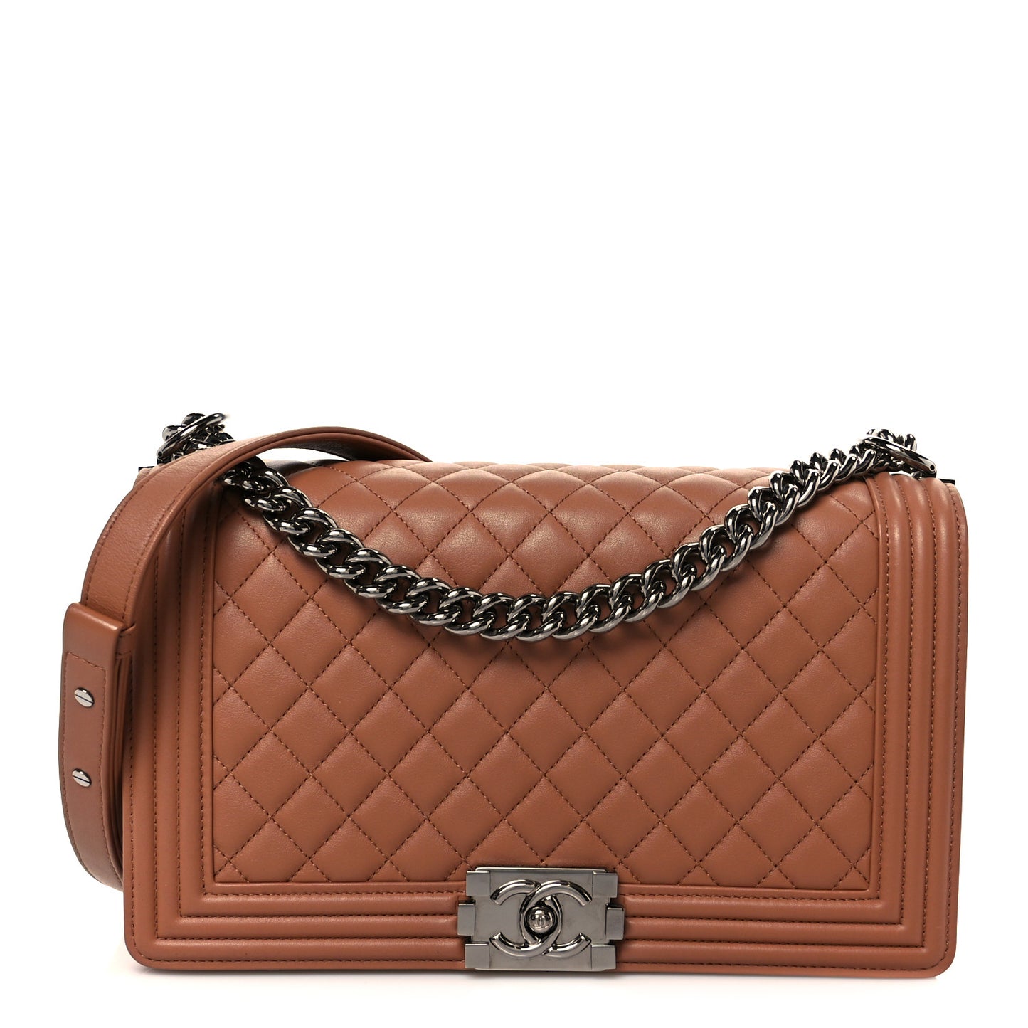 Calfskin Quilted New Medium Boy Flap Dark Beige