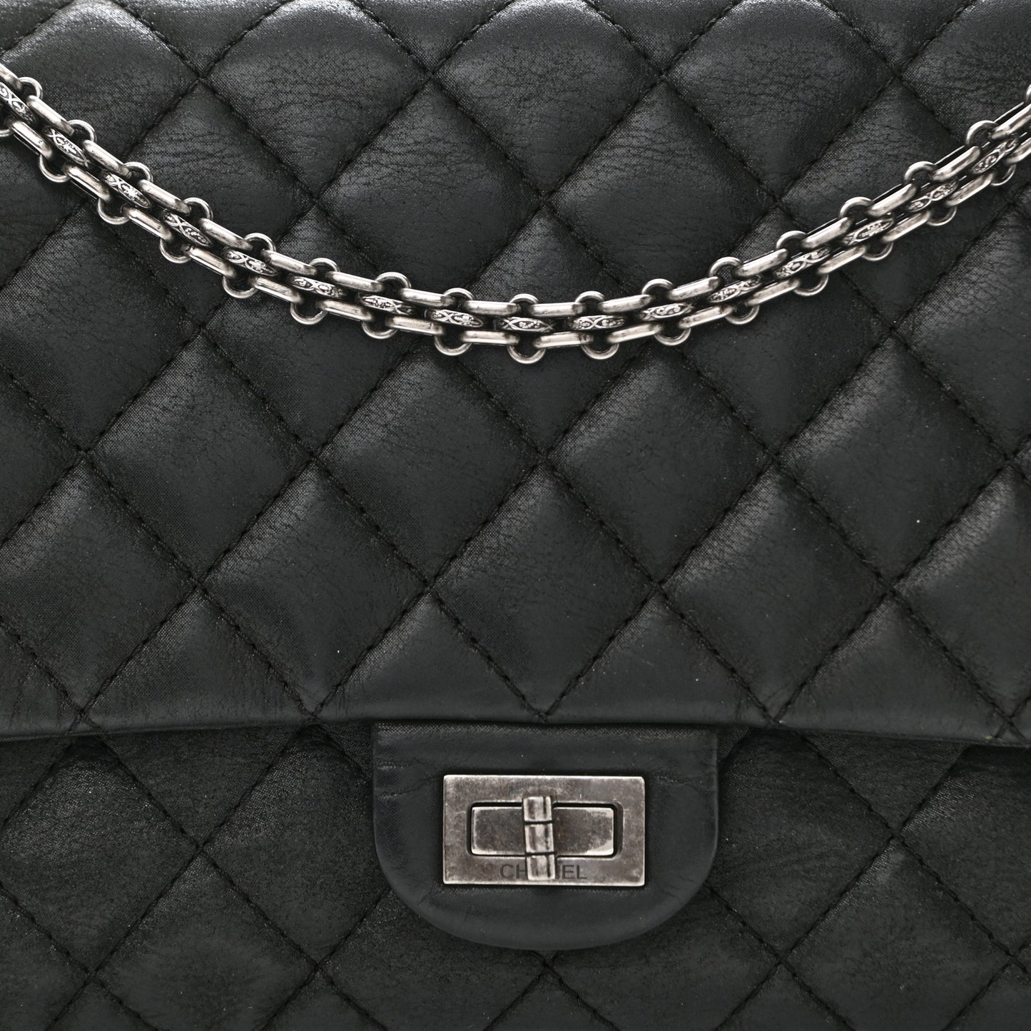 Iridescent Calfskin Quilted 2.55 Reissue 226 Flap Black