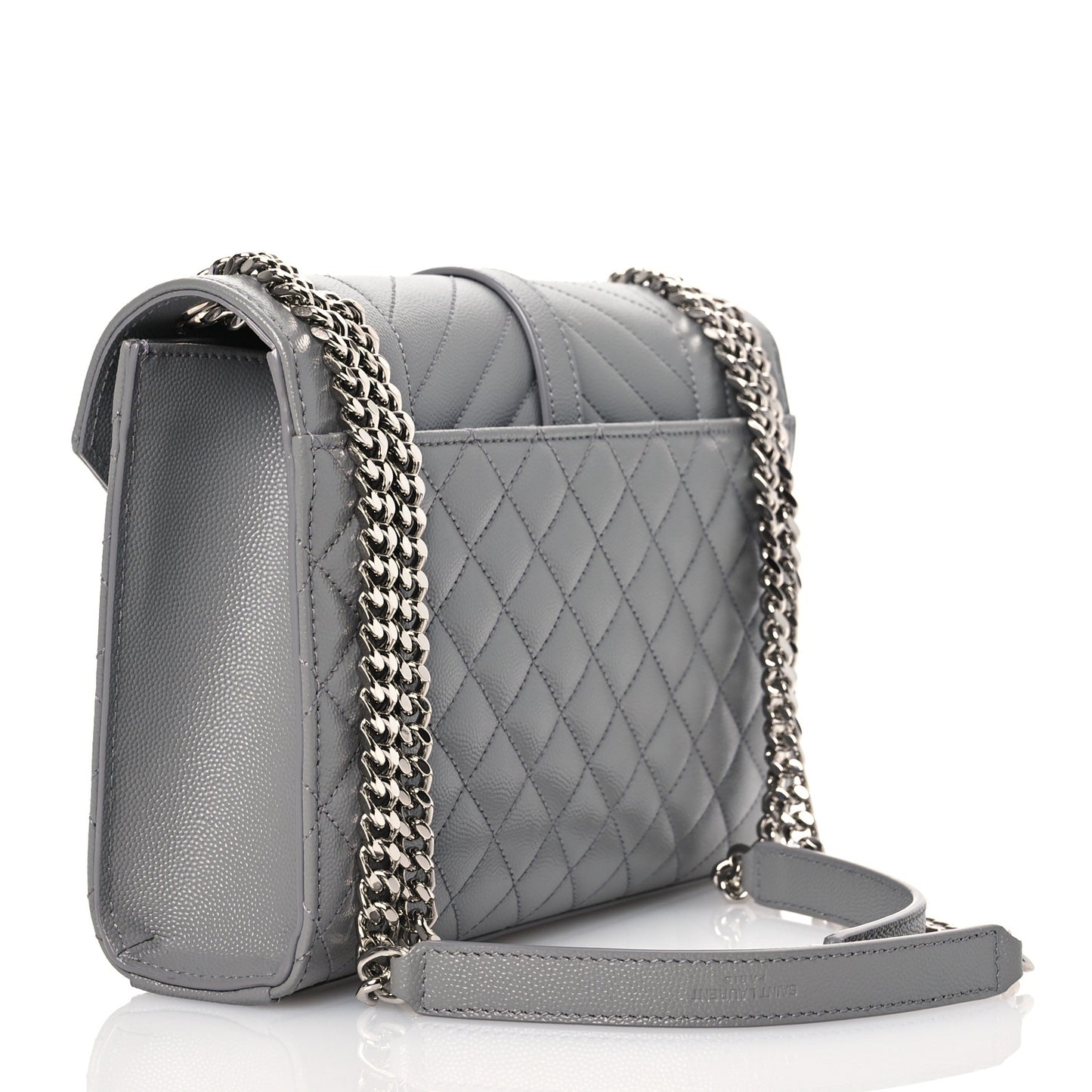 Grain De Poudre Textured Mixed Matelasse Medium Triquilt Monogram Satchel New Stone