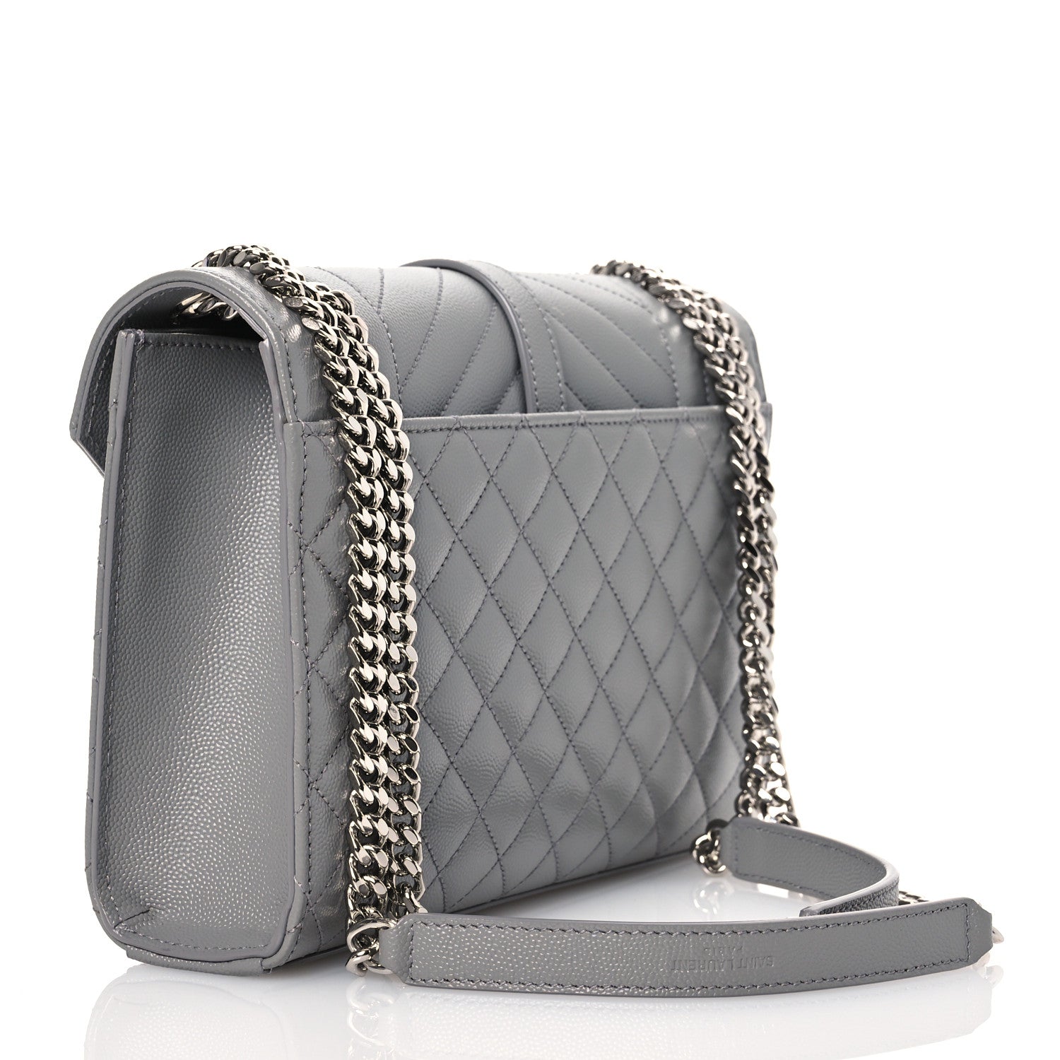 Saint Laurent Grain De Poudre Textured Mixed Matelasse Medium Triquilt Monogram Satchel New Stone 3 of 13